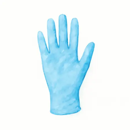 Water color illustrative image of a generic 9 mil Nitrile Powder-Free Gloves, Medium, 50 Pack