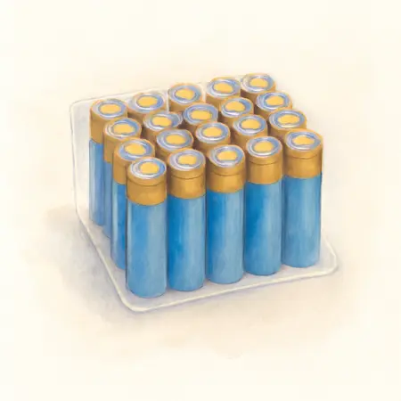 Water color illustrative image of a generic AAA Alkaline Batteries, 24 Pack