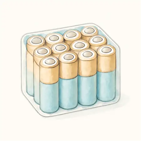 Water color illustrative image of a generic AA PRIME POWER Alkaline Batteries, 18 Pack