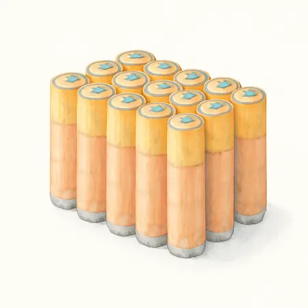 Water color illustrative image of a generic AA Alkaline Batteries, 24 Pack