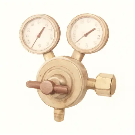 Water color illustrative image of a generic Acetylene Regulator