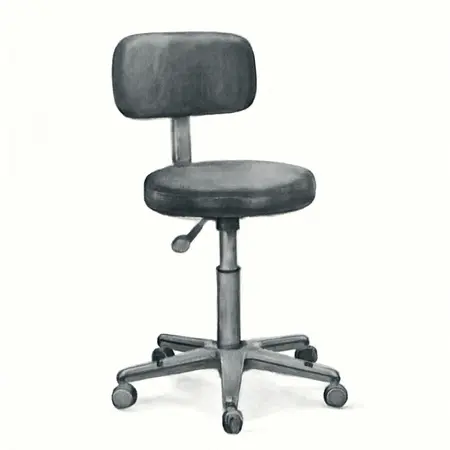 Water color illustrative image of a generic PITTSBURGH Adjustable Shop Stool with Backrest, Black