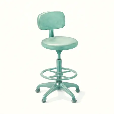 Water color illustrative image of a generic PITTSBURGH Adjustable Shop Stool with Backrest, Green