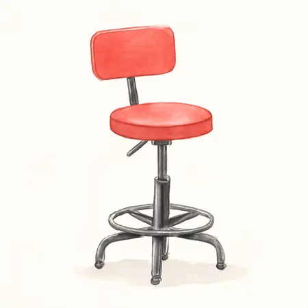 Water color illustrative image of a generic PITTSBURGH Adjustable Shop Stool with Backrest, Red
