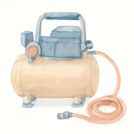 Water color illustrative image of a generic Air Compressor Starter Kit, 20 Piece