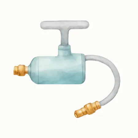 Water color illustrative image of a generic Air Vacuum Pump with R134A and R12 Connectors
