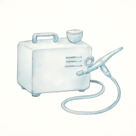 Water color illustrative image of a generic Airbrush Compressor Combo Kit