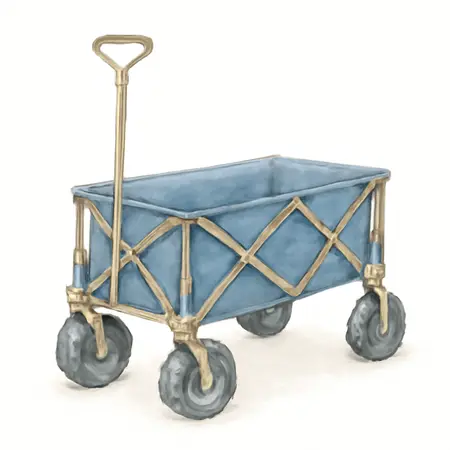 Water color illustrative image of a generic 120 lb. Capacity All-Terrain Folding Wagon