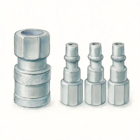 Water color illustrative image of a generic Aluminum High Flow Quick Coupler Set, 4 Piece