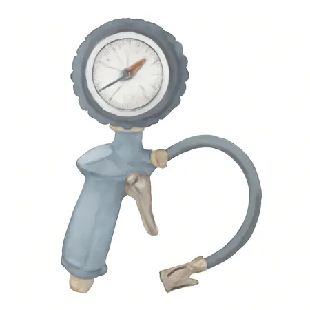 Water color illustrative image of a generic Analog Pistol Grip Inflator with Gauge