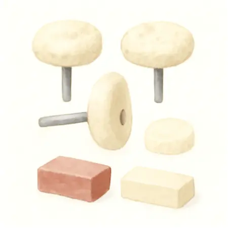 Water color illustrative image of a generic Assorted Polishing and Buffing Kit with 1/4 In. Shank, 5 Pc.