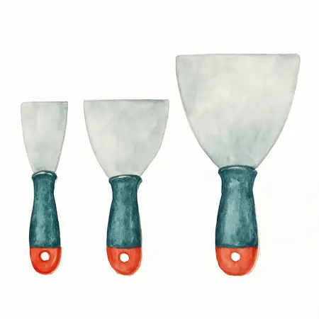 Water color illustrative image of a generic Auto Body Filler Applicator Set, 4 Piece