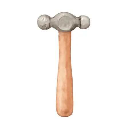 Water color illustrative image of a generic Ball Peen Hammer Set, 5 Piece