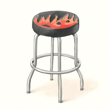Water color illustrative image of a generic Bar/Counter Swivel Stool with Flame Design