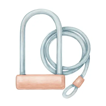 Water color illustrative image of a generic Bike Lock and Cable