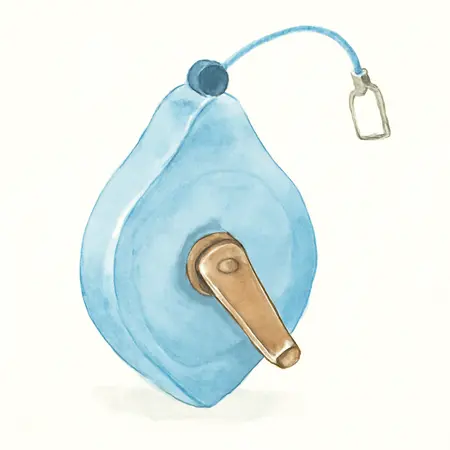 Water color illustrative image of a generic Blue Chalk Line Reel Set