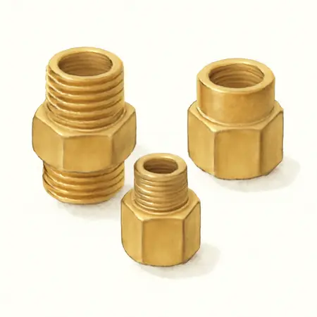 Water color illustrative image of a generic Brass Air Line Reducer Set, 3 Pc.