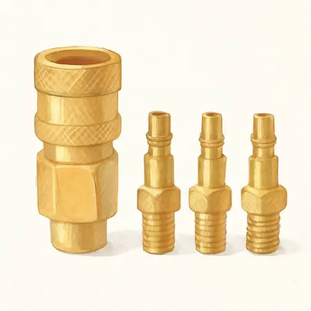 Water color illustrative image of a generic Brass Industrial Quick Coupler Set, 4 Piece