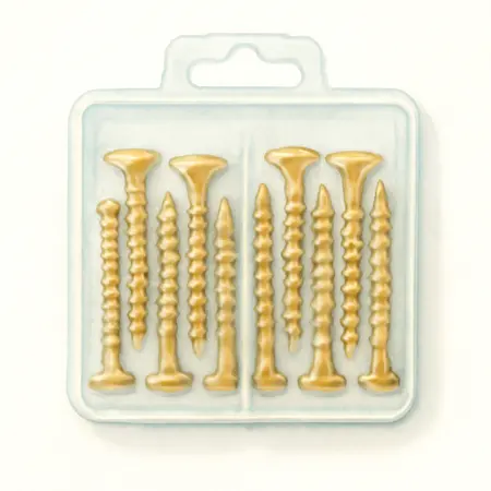 Water color illustrative image of a generic Brass Plated Wood Screw Assortment, 500 Pc.