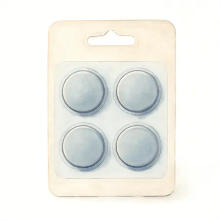 Water color illustrative image of a generic CR2032 Lithium Button Cell Batteries, 4 Pack