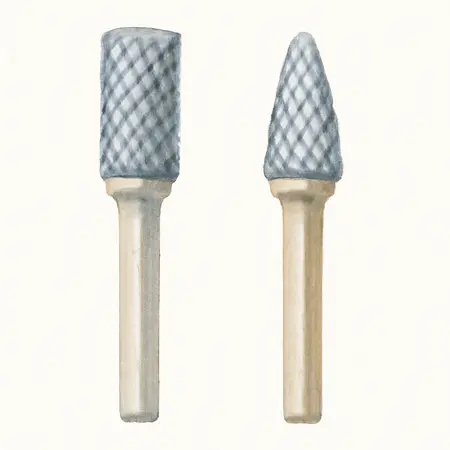 Water color illustrative image of a generic Carbide Rasp Set with 1/4 in. Shank, 2 Piece