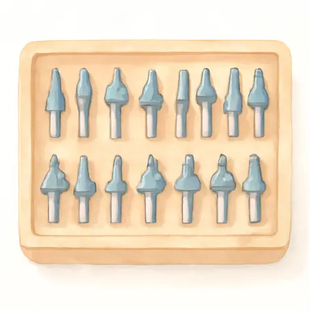Water color illustrative image of a generic Carbide Router Bit Set, 15-Piece