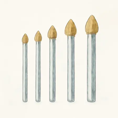 Water color illustrative image of a generic Carbide Tip Glass and Tile Cutting Drill Bit Set, 6 Pc.