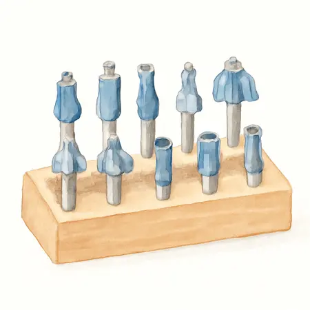 Water color illustrative image of a generic Carbide Tip Router Bit Set, 12 Pc.