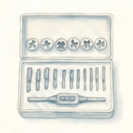 Water color illustrative image of a generic Carbon Steel SAE Tap and Die Set, 21 Piece