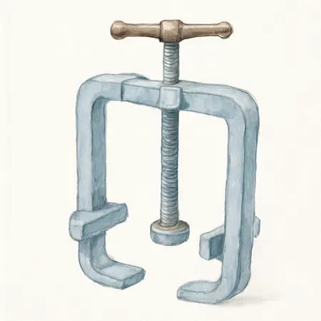 Water color illustrative image of a generic Clamshell-Style Strut Spring Compressor