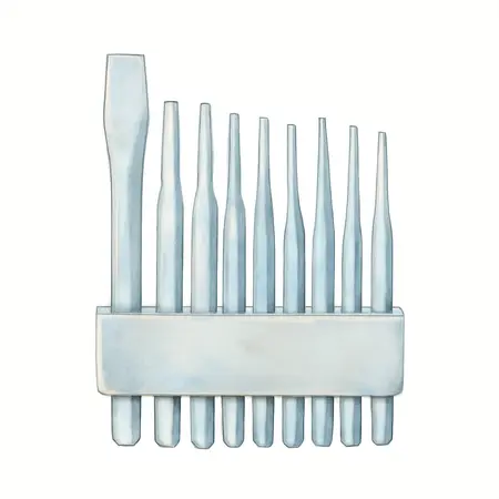 Water color illustrative image of a generic Cold Chisel and Punch Set, 12 Piece