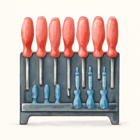 Water color illustrative image of a generic Comfort Grip Screwdriver Set, 70 Piece