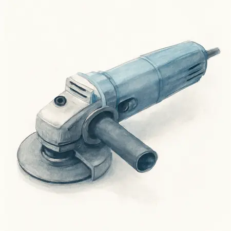 Water color illustrative image of a generic 7 Amp 4-1/2 in.  Slide Switch Angle Grinder