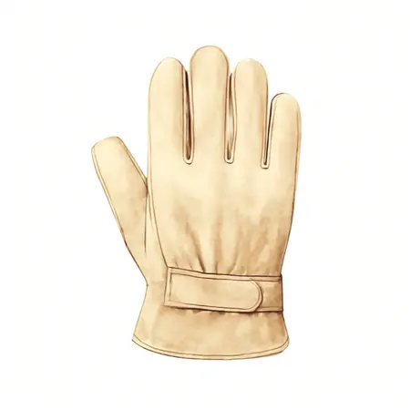 Water color illustrative image of a generic Cowhide Ball-and-Tape Adjustable-Wrist Gloves, Large
