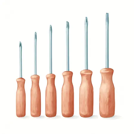 Water color illustrative image of a generic Cushion Grip Screwdriver Set, 7 Piece