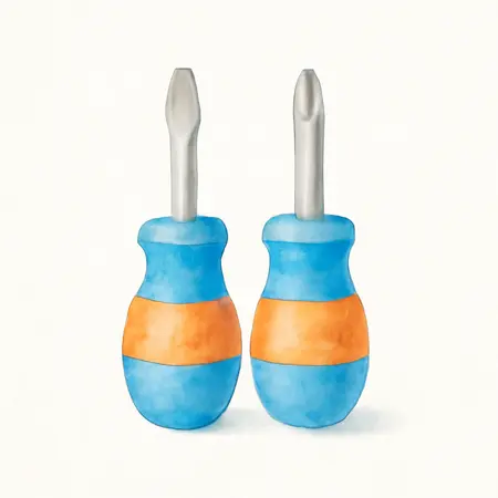 Water color illustrative image of a generic Cushion Grip Stubby Screwdriver Set, 2 Piece