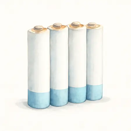 Water color illustrative image of a generic D PRIME POWER Alkaline Batteries, 4 Pack