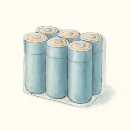 Water color illustrative image of a generic D Zinc Chloride Batteries, 6 Pack