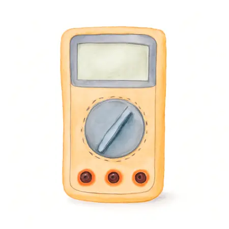 Water color illustrative image of a generic DM1010 Professional Commercial and Residential Multimeter