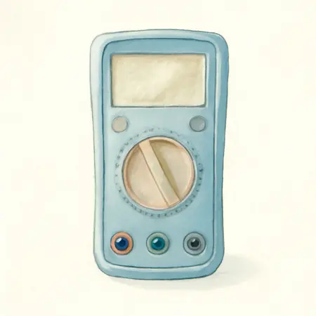 Water color illustrative image of a generic DM600 Compact Digital Multimeter
