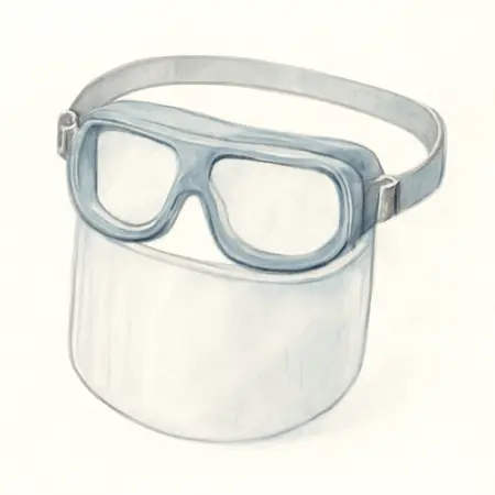 Water color illustrative image of a generic Safety Goggles with Detachable Face Shield