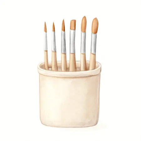Water color illustrative image of a generic Detail Brush Set, 6 Piece