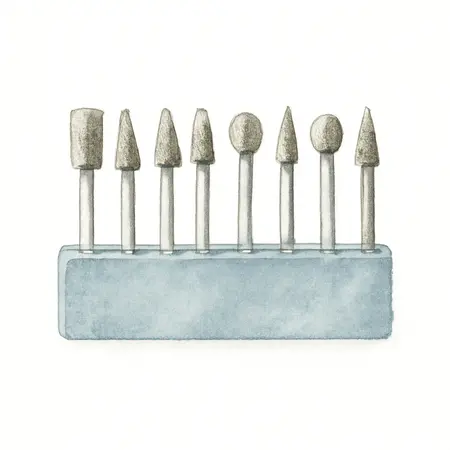 Water color illustrative image of a generic WARRIOR Diamond Point Rotary Grinding Set, 10 Piece