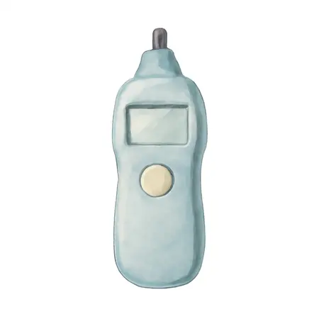 Water color illustrative image of a generic Digital Photo Sensor Tachometer