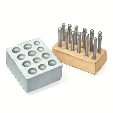 Water color illustrative image of a generic Doming Block and Punch Set, 25 Pc.