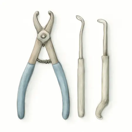 Water color illustrative image of a generic Drum Brake Spring Pliers Kit 3 Pc.
