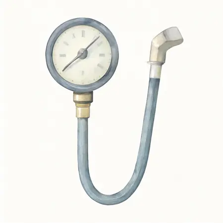 Water color illustrative image of a generic Dual Head Air Chuck Inflator Gauge, 2 Piece