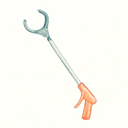 Water color illustrative image of a generic EZ Reach & Grab Pickup and Reaching Tool