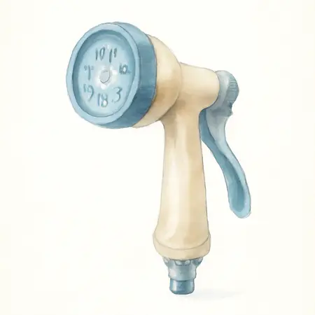 Water color illustrative image of a generic Eight-Pattern Thumb Control Hose Nozzle