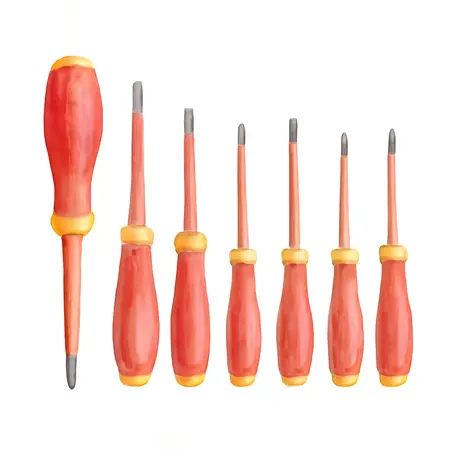 Water color illustrative image of a generic Electrician's Screwdriver Set, 7 Pc.